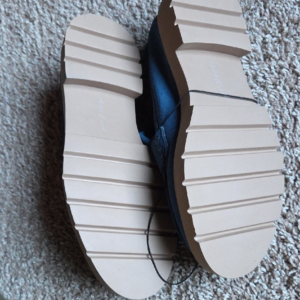 Blue Suede Leather Lugg Heel Loafers by Violet & Red - Picture 2 of 2